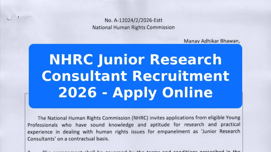 NHRC Junior Research Consultant Recruitment 2026 - Apply Online Featured Image