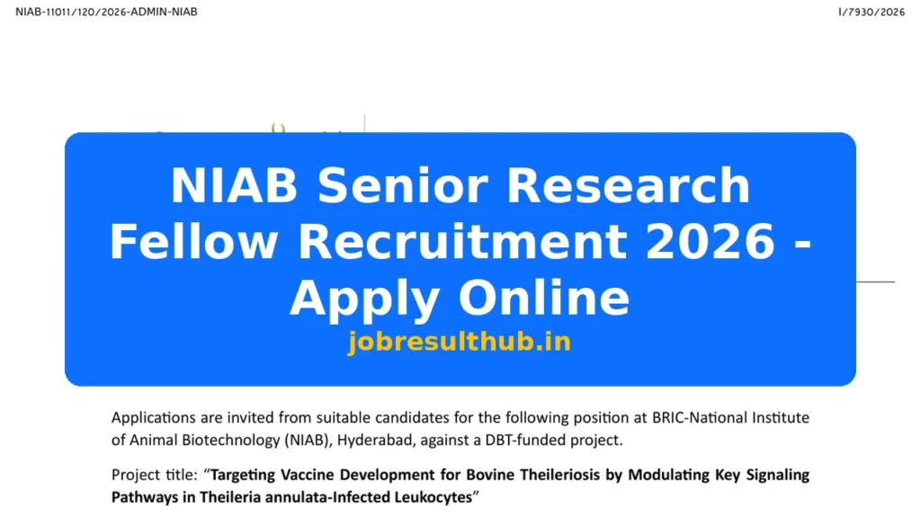 NIAB Senior Research Fellow Recruitment 2026 - Apply Online - 2026 Posts