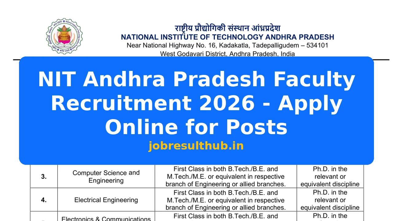 NIT Andhra Pradesh Faculty Recruitment 2026 - Apply Now
