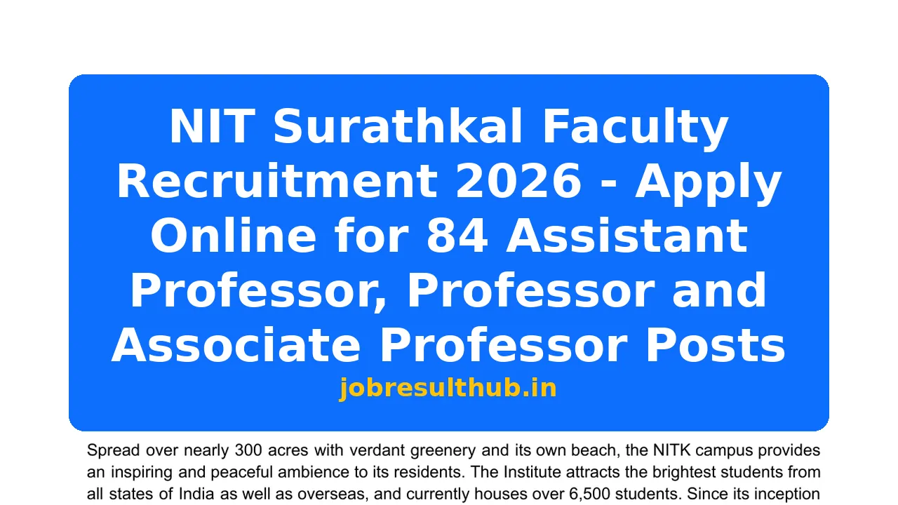 NIT Surathkal Faculty Recruitment 2026 - Apply for 84 Positions