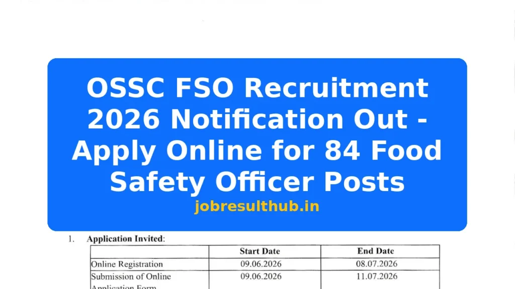 OSSC FSO Recruitment 2026 Notification Out - Apply Online for 84 Food Safety Officer Posts - 84 Posts