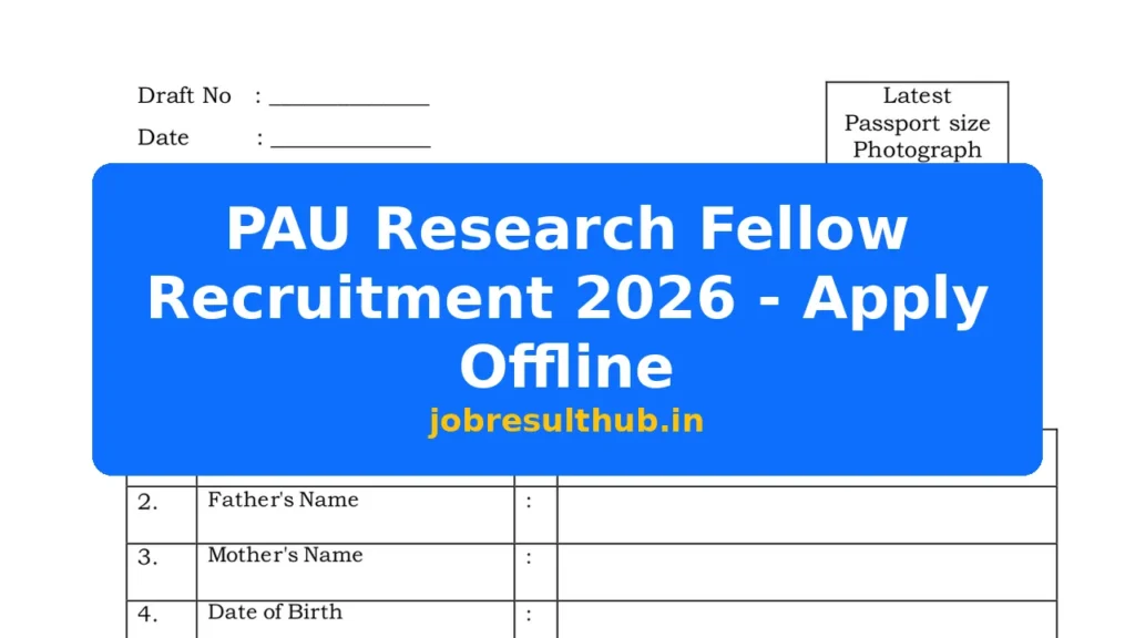 PAU Research Fellow Recruitment 2026 - Apply Offline - 2026 Posts