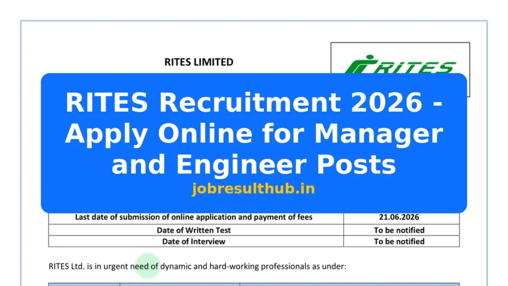 RITES Recruitment 2026 - Apply Online for Manager and Engineer Posts - 2026 Posts