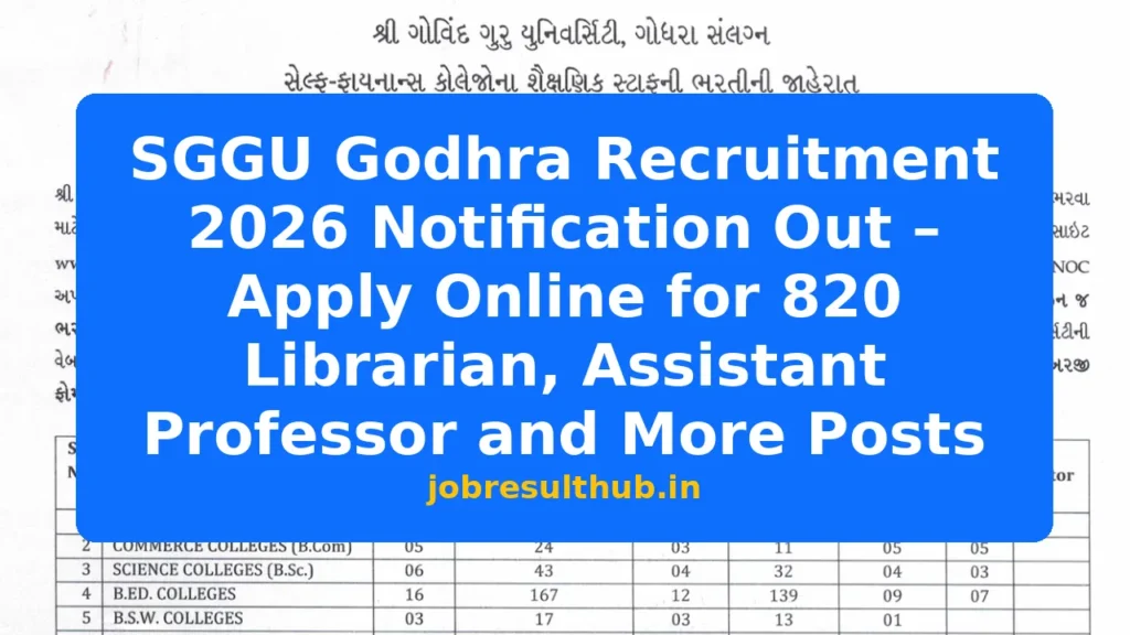 SGGU Godhra Recruitment 2026 Notification Out – Apply Online for 820 Librarian, Assistant Professor and More Posts - 820 Posts