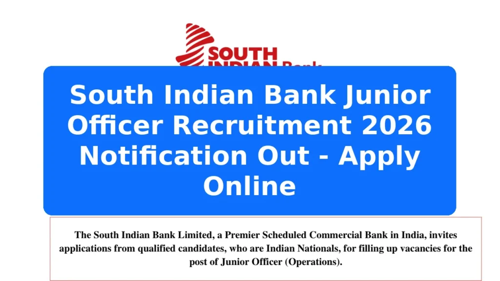 South Indian Bank Junior Officer Recruitment 2026 Notification Out - Apply Online Featured Image