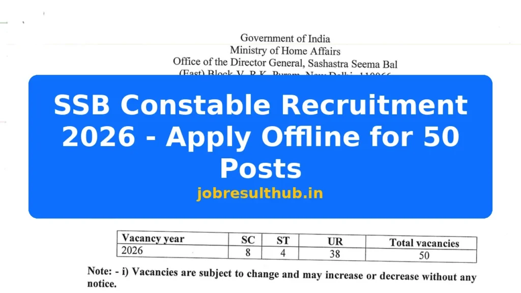 SSB Constable Recruitment 2026 - Apply Offline for 50 Posts - 2026 Posts
