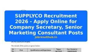 SUPPLYCO Recruitment 2026 - Apply Online for Company Secretary, Senior Marketing Consultant Posts - 2026 Posts