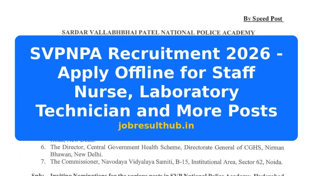 SVPNPA Recruitment 2026 - Apply Offline for Staff Nurse, Laboratory Technician and More Posts - 2026 Posts