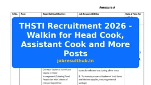 THSTI Recruitment 2026 - Walkin for Head Cook, Assistant Cook and More Posts - 2026 Posts