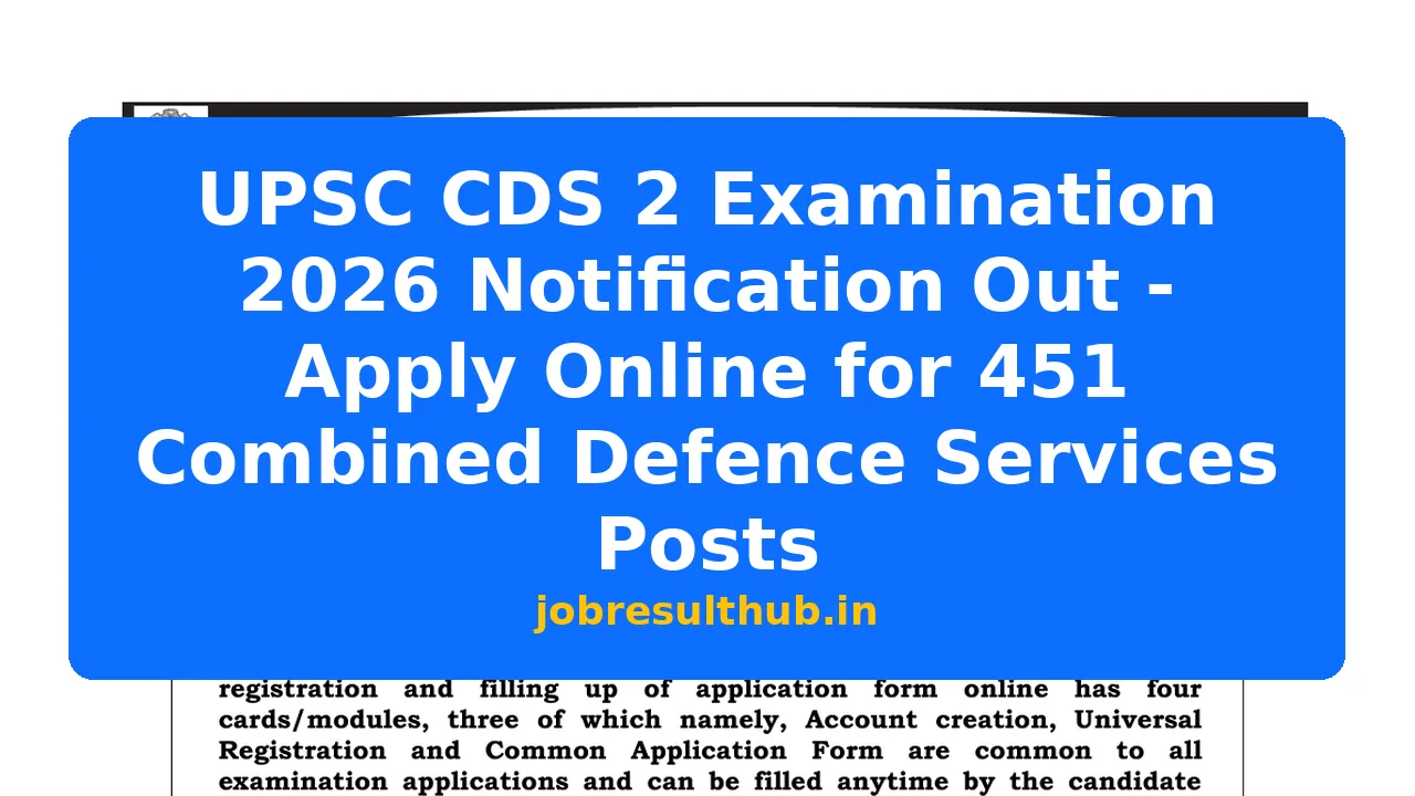 UPSC CDS 2 Examination 2026 Notification Out - Apply Online for 451 ...