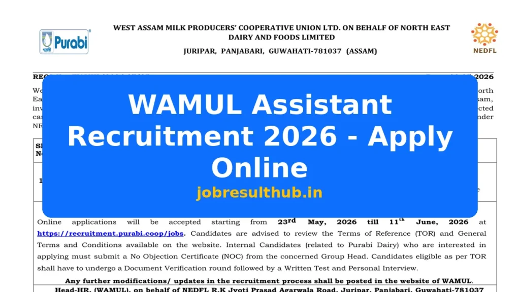 WAMUL Assistant Recruitment 2026 - Apply Online - 2026 Posts