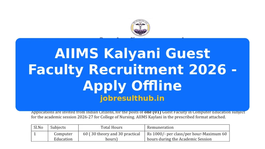 AIIMS Kalyani Guest Faculty Recruitment 2026 - Apply Offline - 2026 Posts