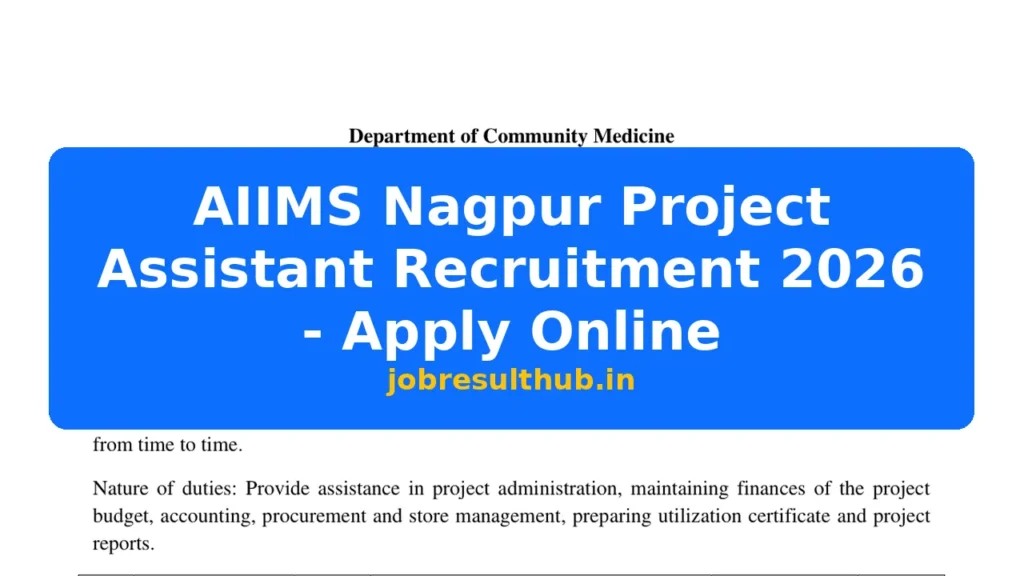 AIIMS Nagpur Project Assistant Recruitment 2026 - Apply Online - 2026 Posts