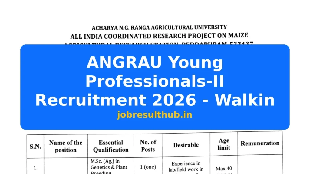 ANGRAU Young Professionals-II Recruitment 2026 - Walkin - 2026 Posts