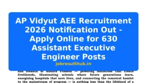 AP Vidyut AEE Recruitment 2026 Notification Out - Apply Online for 630 Assistant Executive Engineer Posts - 2026 Posts