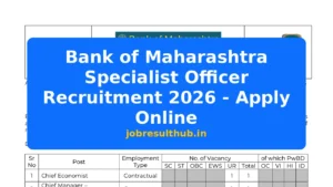 Bank of Maharashtra Specialist Officer Recruitment 2026 - Apply Online - 2026 Posts