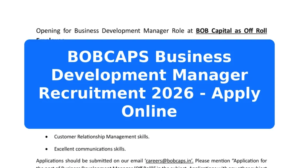 BOBCAPS Business Development Manager Recruitment 2026 - Apply Online Featured Image