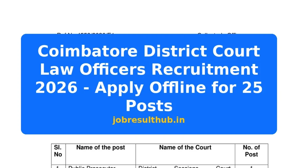 Coimbatore District Court Law Officers Recruitment 2026 - Apply Offline for 25 Posts - 2026 Posts