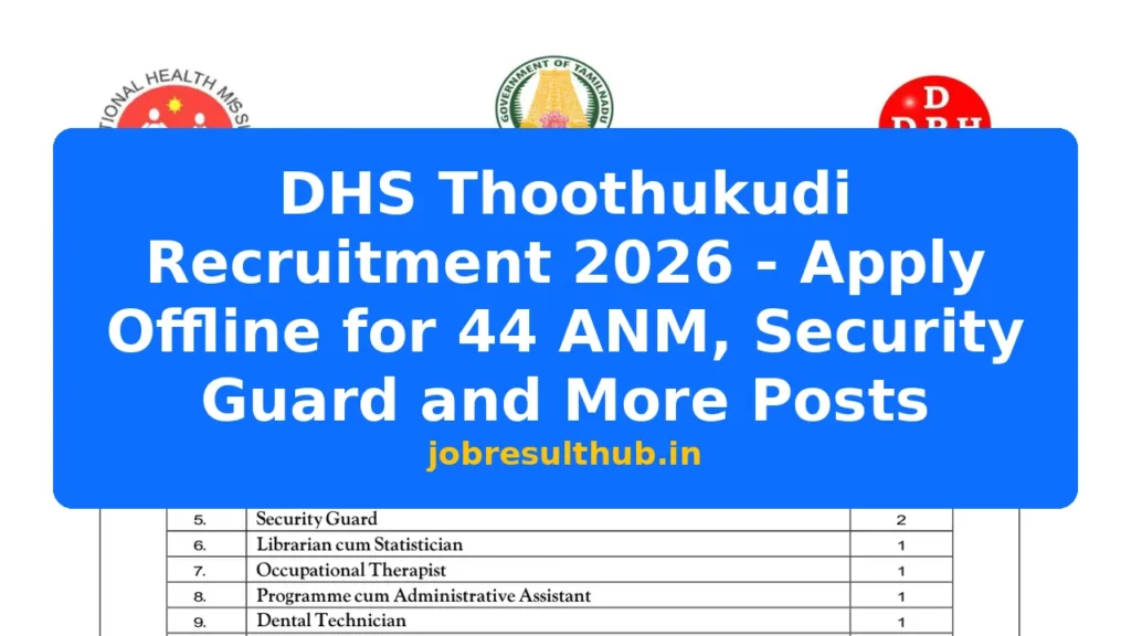 DHS Thoothukudi Recruitment 2026 - Apply Offline for 44 ANM, Security Guard and More Posts - 2026 Posts