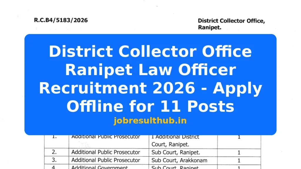District Collector Office Ranipet Law Officer Recruitment 2026 - Apply Offline for 11 Posts - 2026 Posts