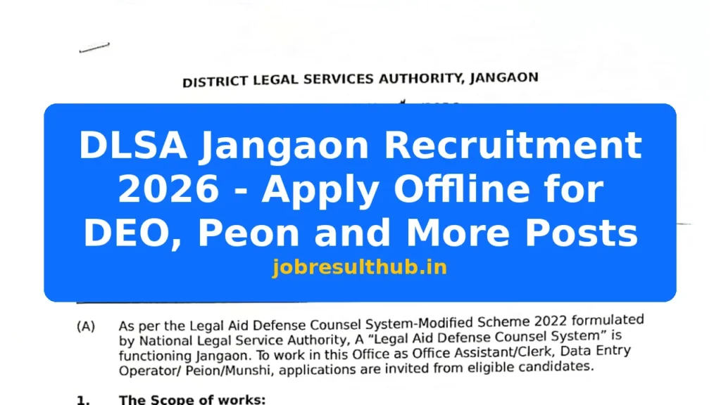 DLSA Jangaon Recruitment 2026 - Apply Offline for DEO, Peon and More Posts - 2026 Posts