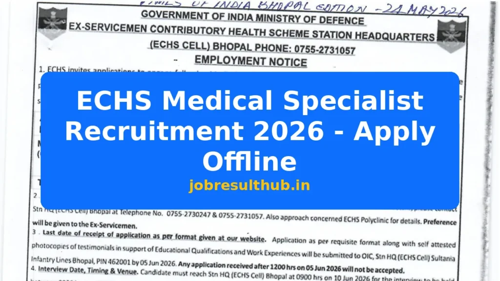 ECHS Medical Specialist Recruitment 2026 - Apply Offline - 2026 Posts