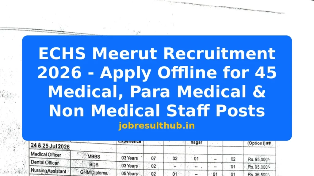 ECHS Meerut Recruitment 2026 - Apply Offline for 45 Medical, Para Medical & Non Medical Staff Posts - 2026 Posts