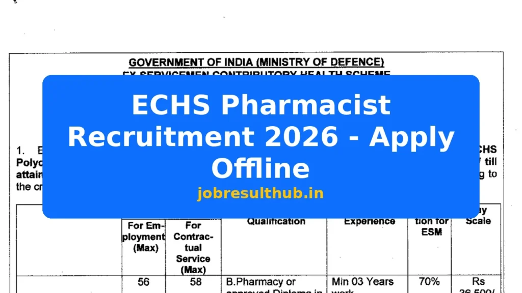 ECHS Pharmacist Recruitment 2026 - Apply Offline - 2026 Posts