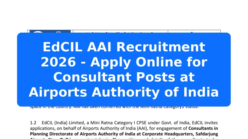 EdCIL AAI Recruitment 2026 - Apply Online for Consultant Posts at Airports Authority of India Featured Image