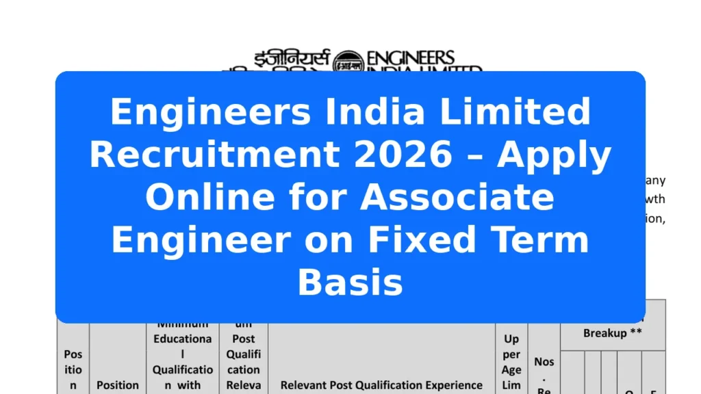 Engineers India Limited Recruitment 2026 – Apply Online for Associate Engineer on Fixed Term Basis Featured Image