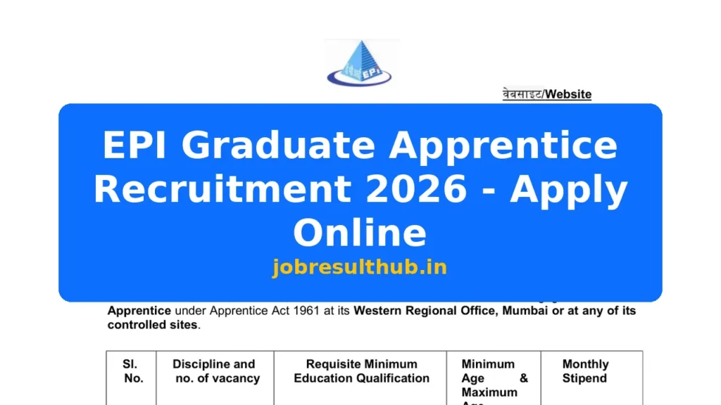 EPI Graduate Apprentice Recruitment 2026 - Apply Online - 2026 Posts