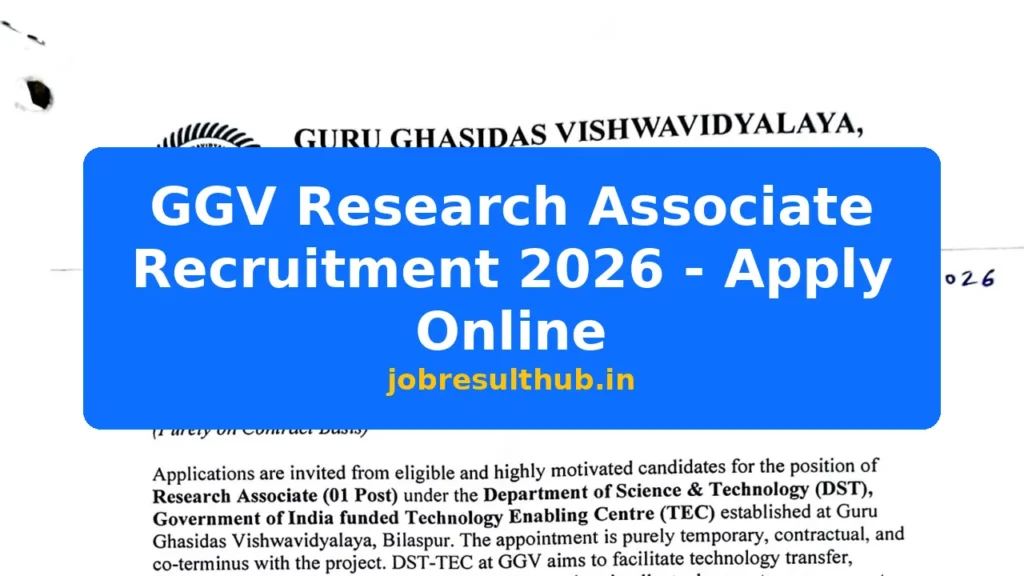 GGV Research Associate Recruitment 2026 - Apply Online - 2026 Posts