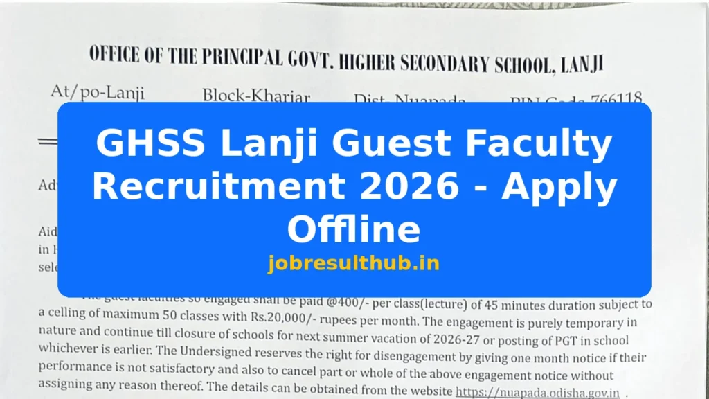 GHSS Lanji Guest Faculty Recruitment 2026 - Apply Offline - 2026 Posts