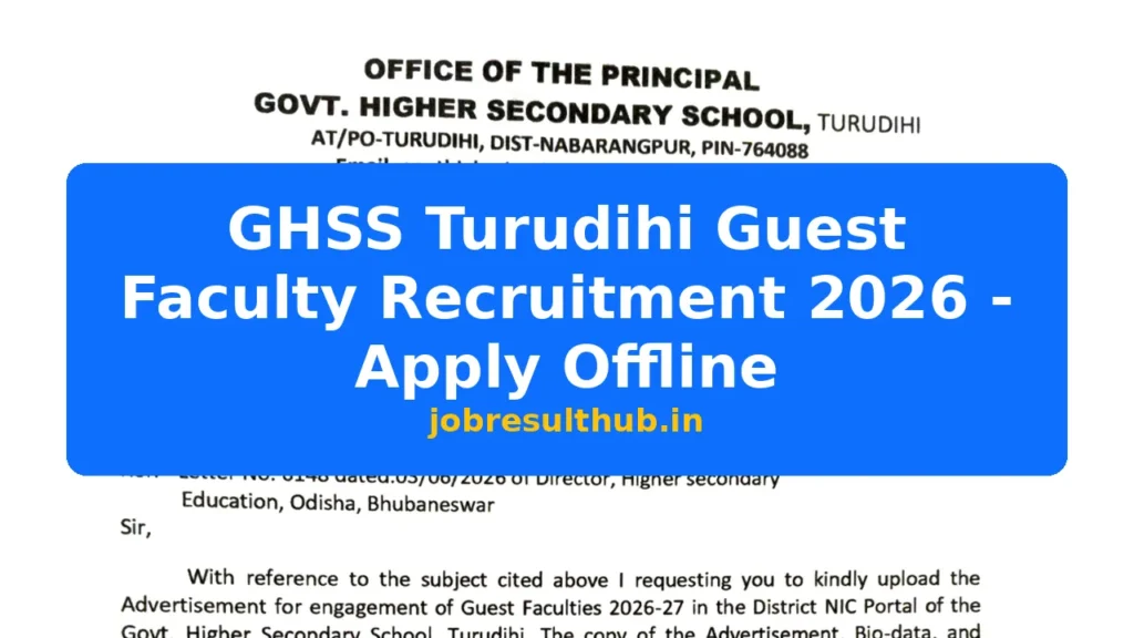 GHSS Turudihi Guest Faculty Recruitment 2026 - Apply Offline - 2026 Posts