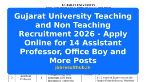 Gujarat University Teaching and Non Teaching Recruitment 2026 - Apply Online for 14 Assistant Professor, Office Boy and More Posts - 2026 Posts