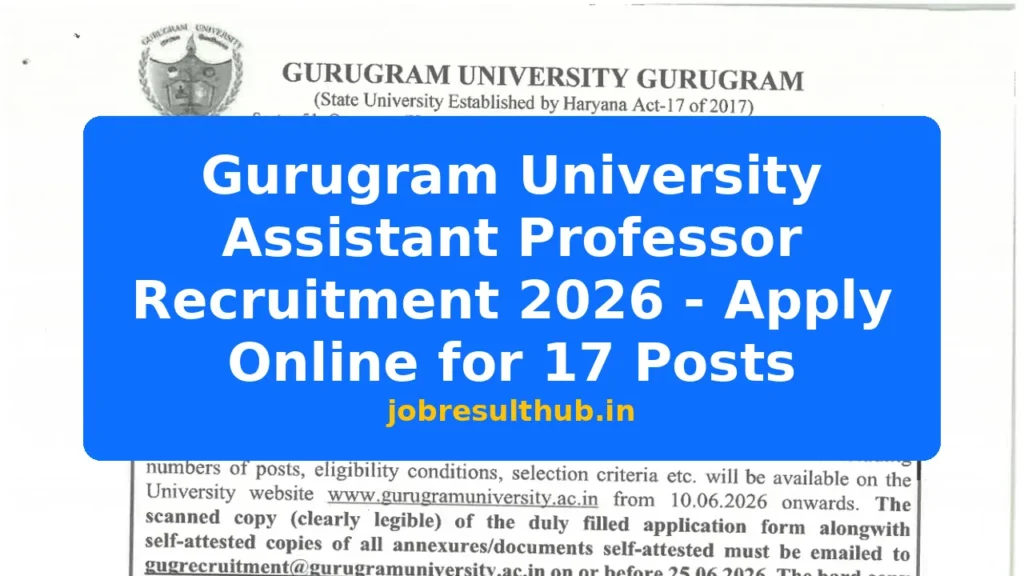Gurugram University Assistant Professor Recruitment 2026 - Apply Online for 17 Posts - 2026 Posts
