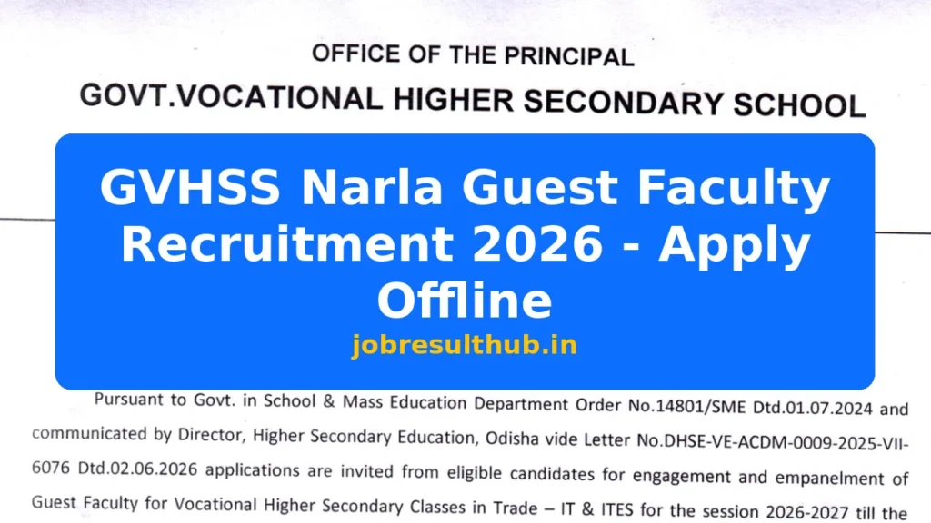 GVHSS Narla Guest Faculty Recruitment 2026 - Apply Offline - 2026 Posts