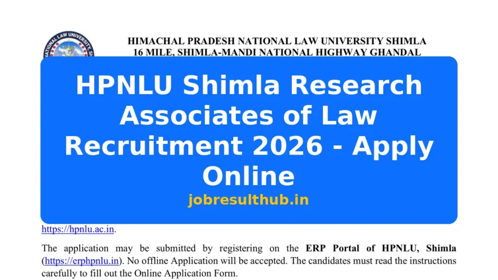 HPNLU Shimla Research Associates of Law Recruitment 2026 - Apply Online - 2026 Posts