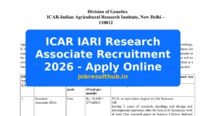 ICAR IARI Research Associate Recruitment 2026 - Apply Online - 2026 Posts
