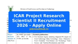 ICAR Project Research Scientist II Recruitment 2026 - Apply Online - 2026 Posts