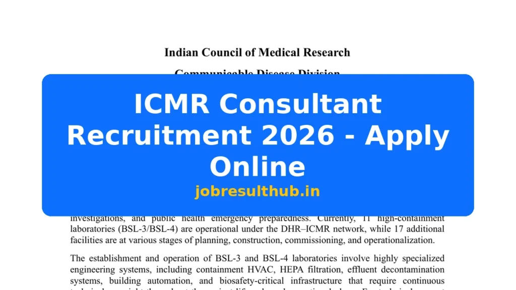ICMR Consultant Recruitment 2026 - Apply Online - 2026 Posts