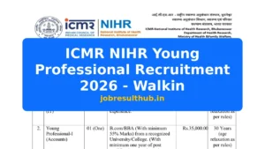 ICMR NIHR Young Professional Recruitment 2026 - Walkin - 2026 Posts