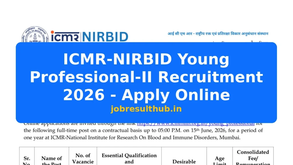 ICMR-NIRBID Young Professional-II Recruitment 2026 - Apply Online - 2026 Posts