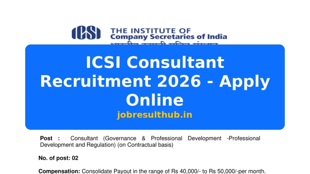 ICSI Consultant Recruitment 2026 - Apply Online - 2026 Posts