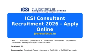 ICSI Consultant Recruitment 2026 - Apply Online - 2026 Posts