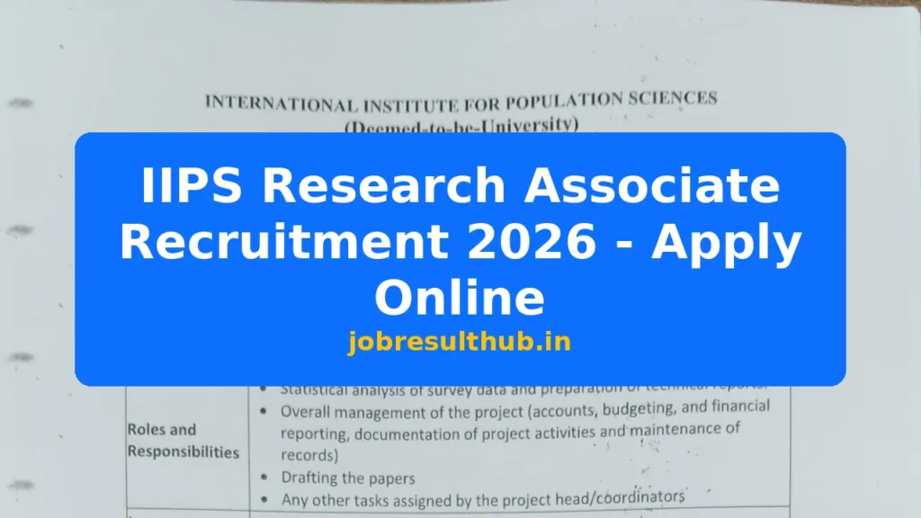 IIPS Research Associate Recruitment 2026 - Apply Online - 2026 Posts