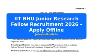 IIT BHU Junior Research Fellow Recruitment 2026 - Apply Offline - 2026 Posts