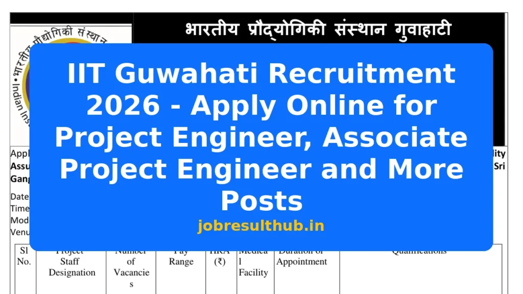 IIT Guwahati Recruitment 2026 - Apply Online for Project Engineer, Associate Project Engineer and More Posts - 2026 Posts