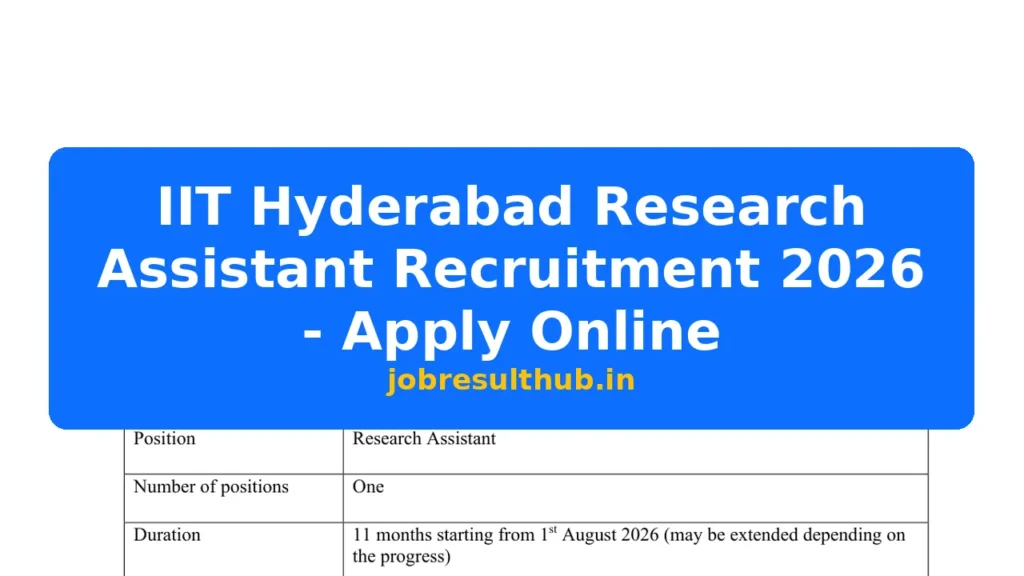 IIT Hyderabad Research Assistant Recruitment 2026 - Apply Online - 2026 Posts