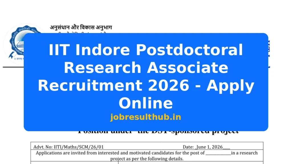IIT Indore Postdoctoral Research Associate Recruitment 2026 - Apply Online - 2026 Posts